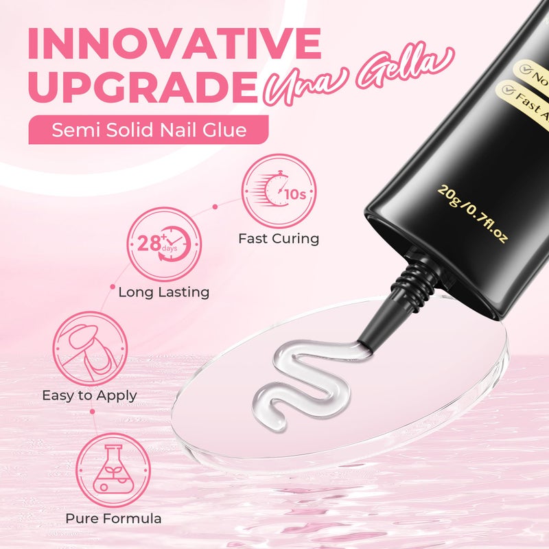 UNA GELLA Super Strong Nail Glue for Press On Nails: 20g, Soft Gel Nail Tips No Lamp Need, Fast-curing, Long Lasting, Semi Solid Gel Nail Glue for Fake False Acrylic Nails - Image 4
