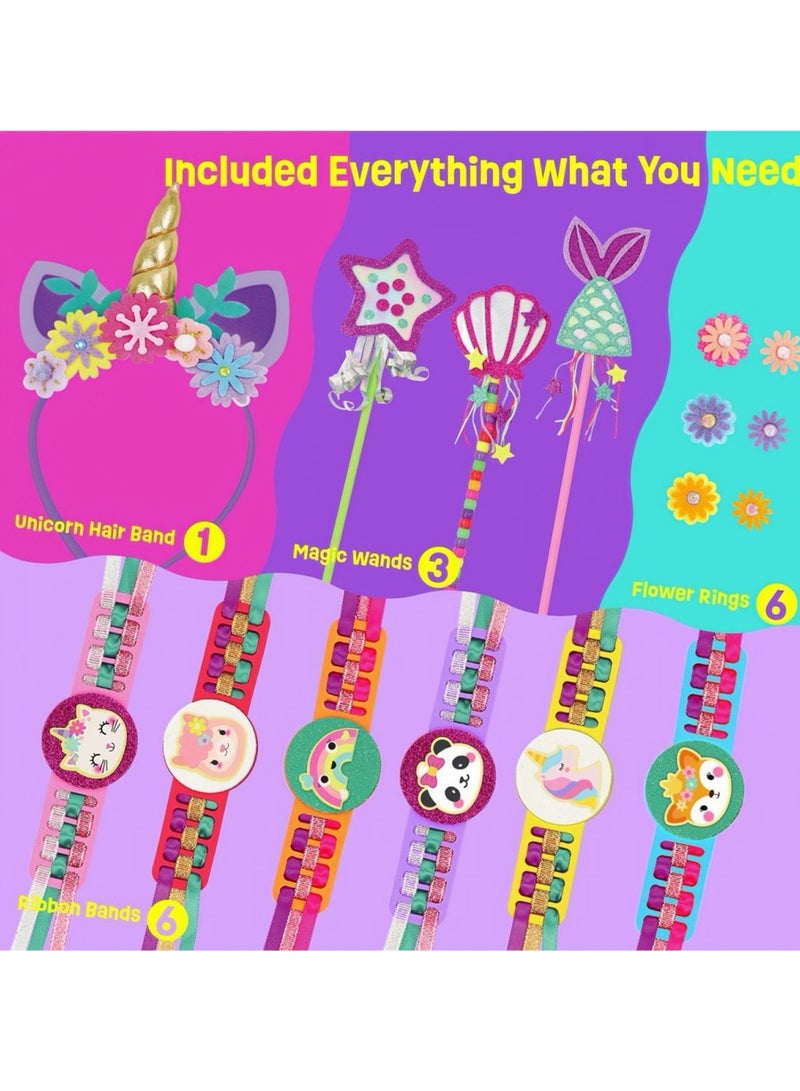 ون تو فور صندوق الحرف DIY للأميرة الساحرة - اصنعي 16 قطعة من الأساور والساعة والخاتم والعصا السحرية، هدية إبداعية مثالية للفتيات - Image 5