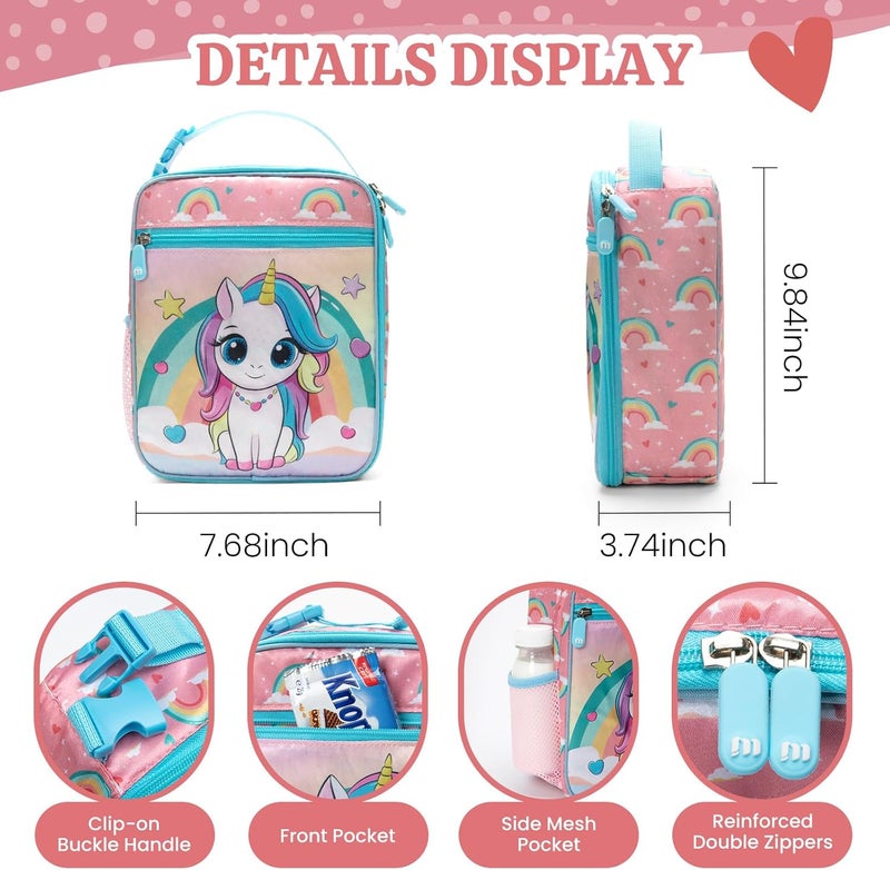 MEXS Kids Lunch Box Reusable Insulated Lunch Bag for Girls Boys Toddler Portable Cooler Lunchbox for School - Image 2
