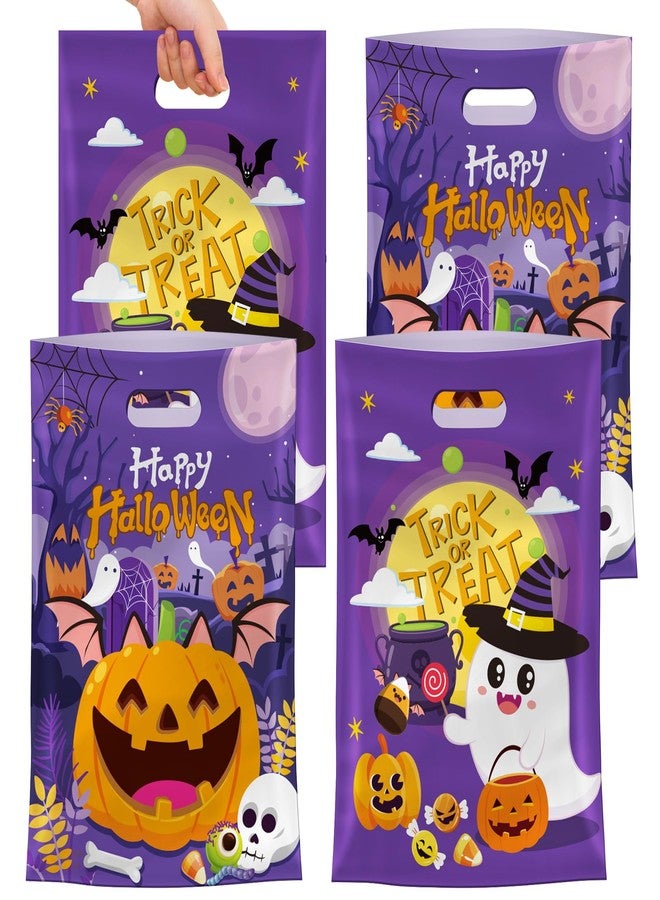 PERFQU 40 Pcs Happy Halloween Treat Bags with Handles-Trick or Treat Halloween Goodie Bags for Kids, Cute Ghost Pumpkin Halloweens Plastic Candy Goody Gift Bags for Halloweens Party Decorations Supplies Favors - Image 1