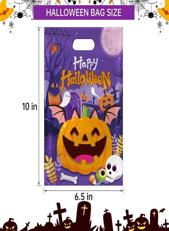 PERFQU 40 Pcs Happy Halloween Treat Bags with Handles-Trick or Treat Halloween Goodie Bags for Kids, Cute Ghost Pumpkin Halloweens Plastic Candy Goody Gift Bags for Halloweens Party Decorations Supplies Favors - Image 4