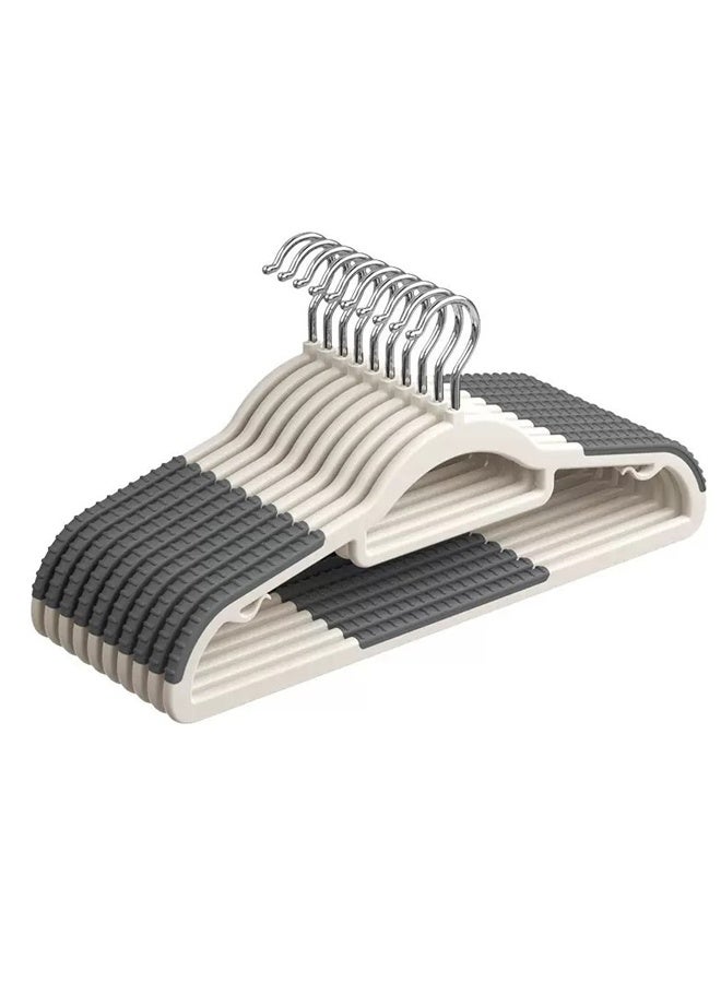 HOMESTAR 10-Piece Plastic Clothes Hangers with Non-Slip Pads - Durable & Elegant Closet Organizers for Shirts Everyday Standard Use Laundry Home and Wardrobe 360 Degree Swivel Hook for Women/Men Clothes - Image 1