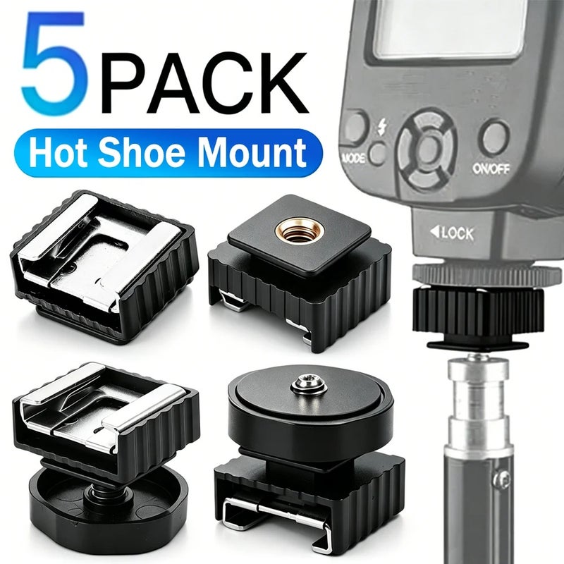 1-5PCS Flash Hot Shoe Adapter Standard 1/4" Screw Thread Hotshoe Mount for Flash Speedight Microphone Holder Tripod Photo Studio - Image 2