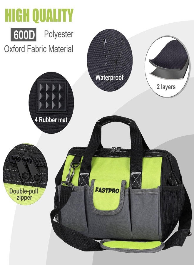 FASTPRO 2-Piece Tool bags, 13-inch & 16-inch Wide Mouth Tool Storage Bags included, Multi-pocket Tool Organizer with Adjustable Shoulder Strap - Image 3