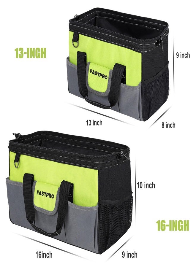 FASTPRO 2-Piece Tool bags, 13-inch & 16-inch Wide Mouth Tool Storage Bags included, Multi-pocket Tool Organizer with Adjustable Shoulder Strap - Image 2