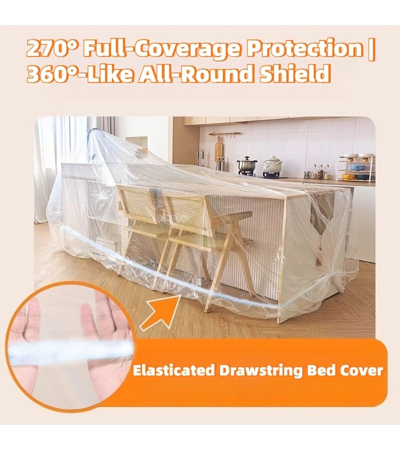 Disposable Large Elastic Dust Proof Furniture Cover For Sofa Bed Protection Plastic Film For Renovation Suitable For Dormitory Living Room Courtyard Office 94 49 204 72 Inch - Image 2