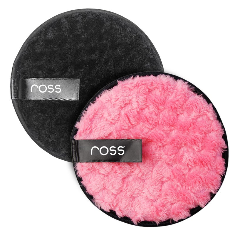 Ross Reusable Multipurpose Makeup Removal | Facial Makeup Remover, Eye Makeup Remover & Foundation Simple Makeup Remover | Safe For Dry & Sensitive Skin 1 Count (Pack Of 2) Pink & Black - Image 1