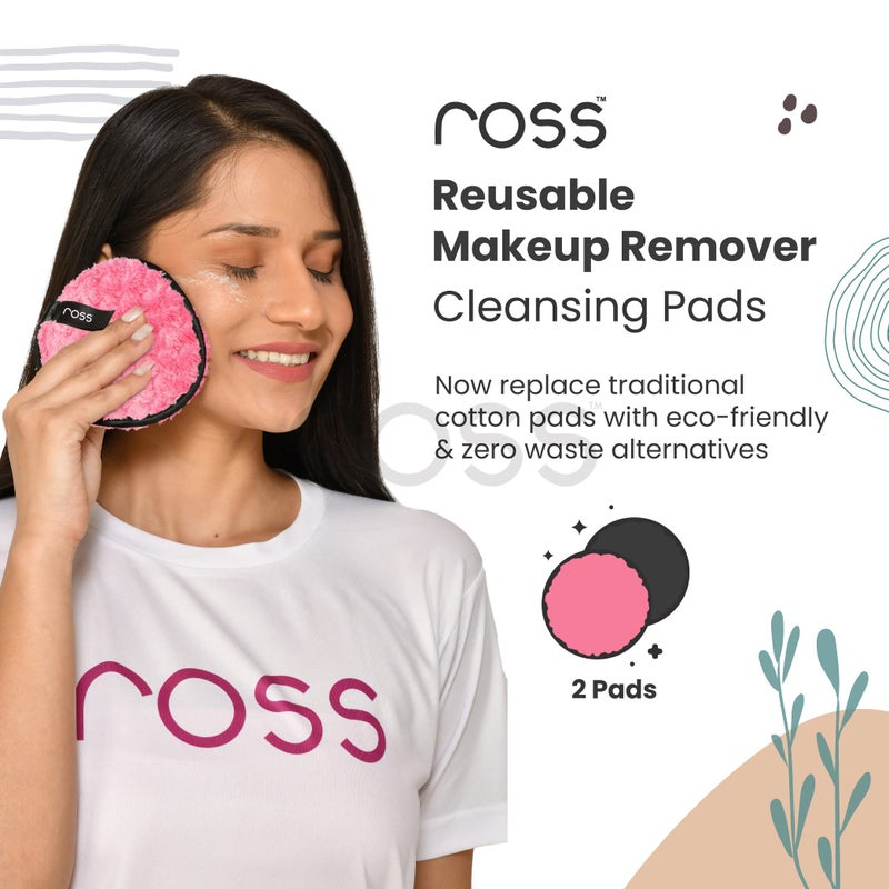 Ross Reusable Multipurpose Makeup Removal | Facial Makeup Remover, Eye Makeup Remover & Foundation Simple Makeup Remover | Safe For Dry & Sensitive Skin 1 Count (Pack Of 2) Pink & Black - Image 5