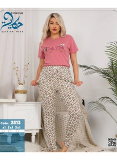 Star Tex Women's 2 Piece Pajama Set T-Shirt Pants Elegant Cotton Pajama Set  - Image 2