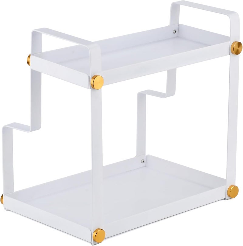 ffk 2 Tier Bathroom Countertop Organizer,Cosmetic Organizer,Storage Shelf for Bathroom,Ideal for Cabinet, Countertop, Pantry, and Desktop, for Bathroom, Kitchen, Office(White) - Image 4
