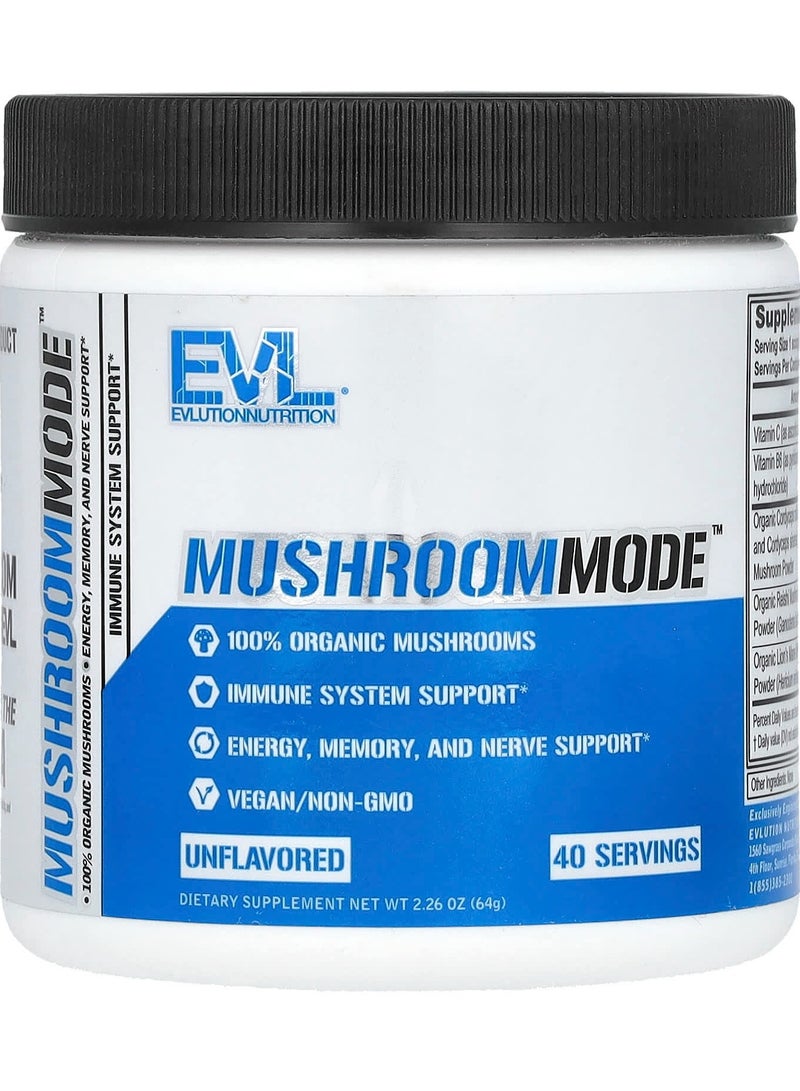 EVLUTION NUTRITION MushroomMode, Unflavored, 2.26 oz (64 g) 