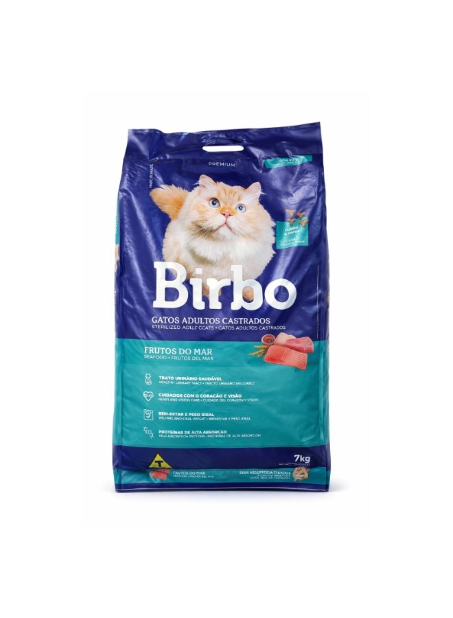 Birbo Premium Dry Cat Food for Sterilized Adult Cats – Delicious Sea Food Mix – Weight Control & Urinary Support – 7kg