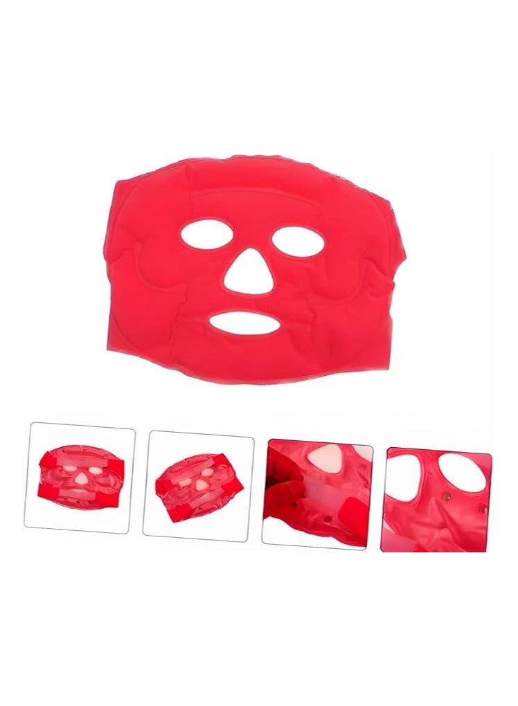 Tourmaline Gel Magnet Facial Massage Mask with Cooling Beads - Washable and Ready to Use, (Red) - Image 2