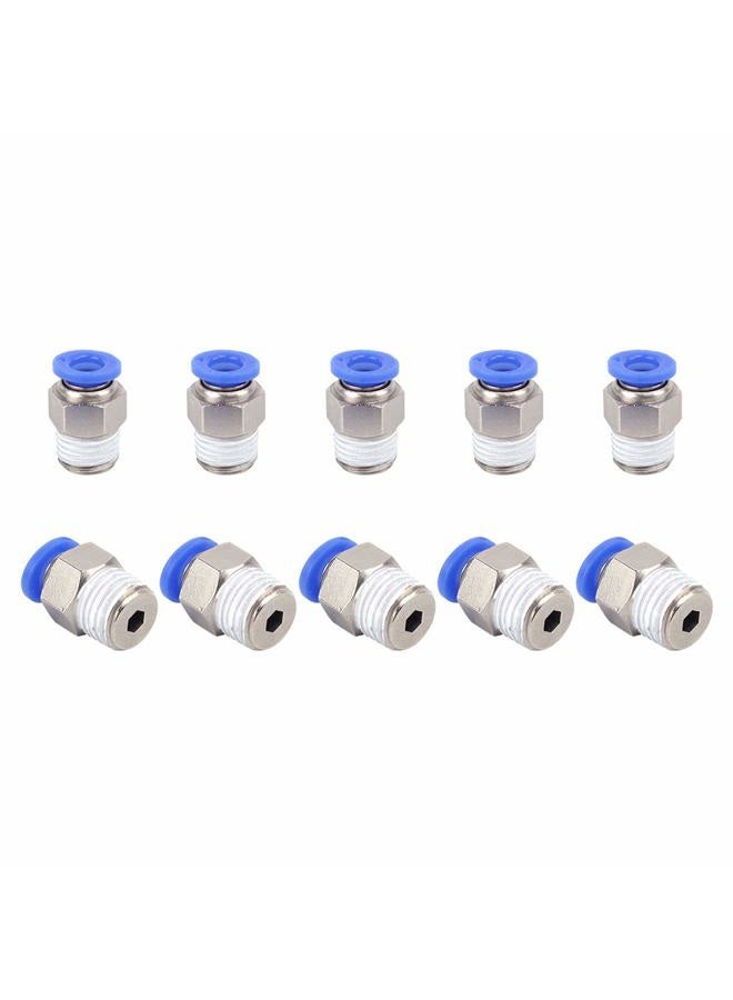Sns SPC1/4-02NPTBE 1/4"Tube OD x 1/4 NPT Male Straight Nickel Plated Brass Push to Connect Pneumatic Fittings（10 PCS） - Image 1