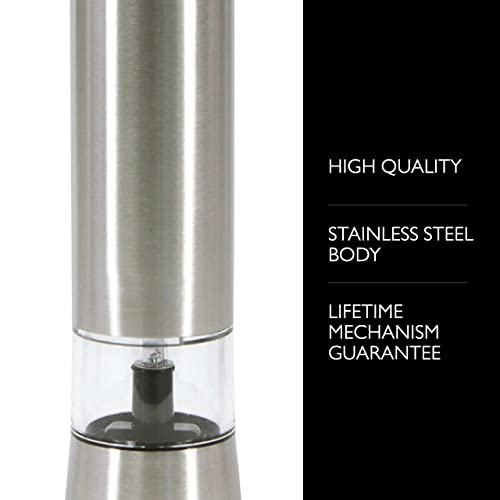 Cole & Mason Hampstead Electronic Salt Mill - Electric Salt Grinder Set - Adjustable Electric Spice Grinder - Kitchen Tool & Gadget - Hand Wash - Stainless Steel - Image 2