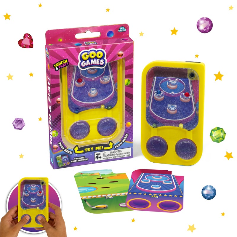 Sky Castle GooGames HandHeld Water Games with Floating Treasures Sensory Fidget Game Adventures NonToxic NoMess Mesmerizing Glitter Fun 3 Game Cards Included Refillable Perfect Travel Toy Arcade - Image 3