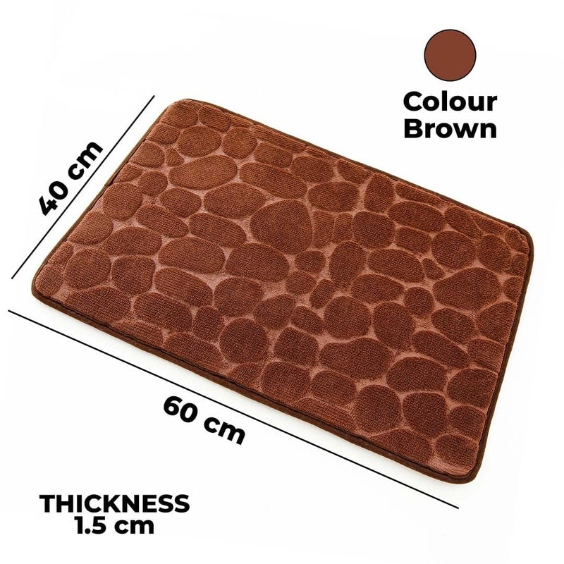 Homestic Stylish Door Mat with Leopard Print Design|Super Absorbent & Comfortable|Anti Skid Bathroom Mat|Multi-Utility Mat for Living Room,Bedroom & Other Spaces|SZ-01|40 x 60 cm,Brown