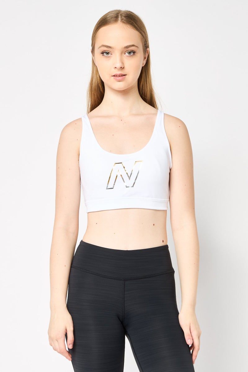 New Balance Women Sportswear Fit Padded Training Sports Bra, White  - Image 1