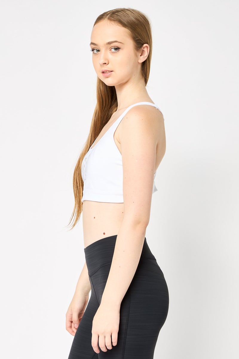 New Balance Women Sportswear Fit Padded Training Sports Bra, White  - Image 3