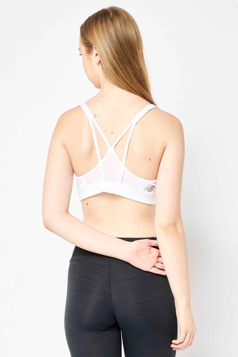 New Balance Women Sportswear Fit Padded Training Sports Bra, White  - Image 4
