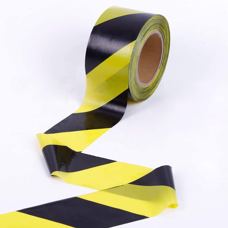 KINGPLAST Warning Tape - 2.8 Inch 660 feet Yellow Black Hazard Safety Striped Barricade Caution Tape No-Adhesive for Quarantine Danger Construction Police Crime Scene - Image 1