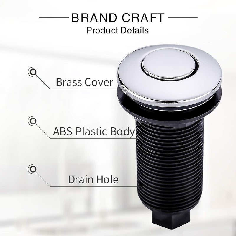 SINKINGDOM Garbage Disposal Sink Top Air Switch Kit with Long Button, Chrome(Brass cover) - Image 5