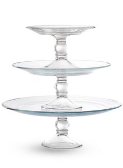 Dania A Set 3 Pieces Of Turkish Cake And Pastry Plates Clear Round Glass 13.0 x 14.6 cm  - Image 1
