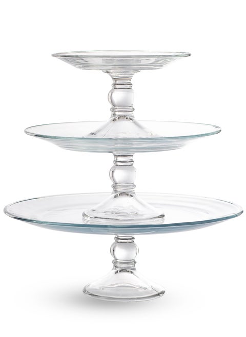 A Set 3 Pieces Of Turkish Cake And Pastry Plates Clear Round Glass 13.0 x 14.6 cm