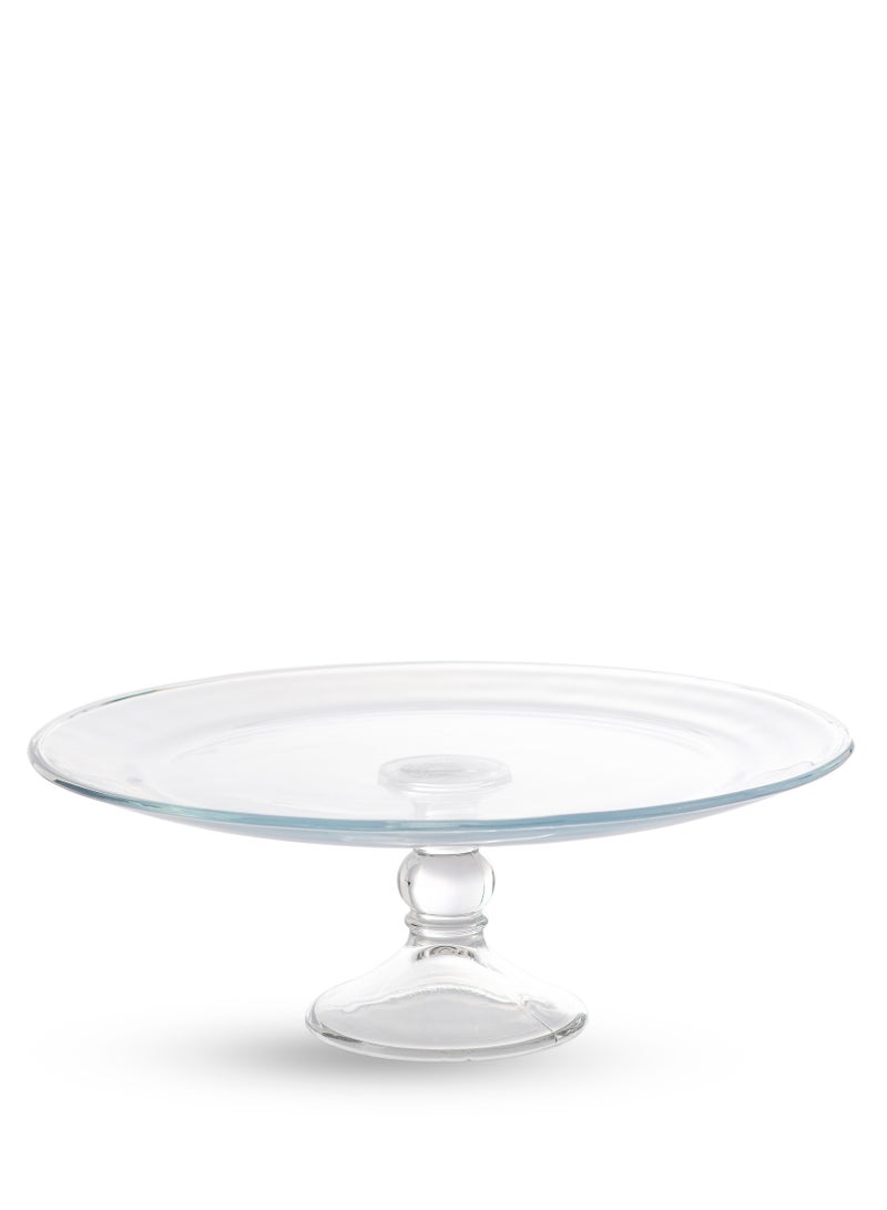 دانيا طقم من 3 قطع من أطباق الكيك والمعجنات التركية، مصنوعة من الزجاج الشفاف المستدير، مقاس 13.0 × 14.6 سم - Image 3