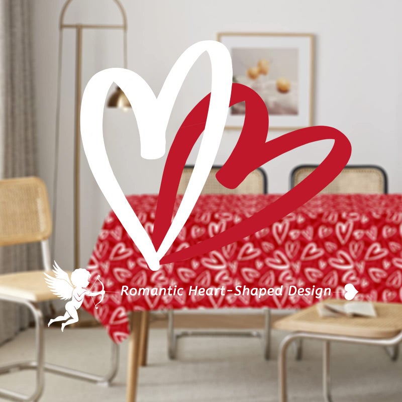 PERFQU 3 Pcs Valentines Tablecloth-Heart Love Valentine's Table Cover, Disposable Plastic Rectangle Heart Table Cloth for Valentine's Day, Wedding, Engagement Anniversary, Birthday Party, 54x108 inch - Image 4