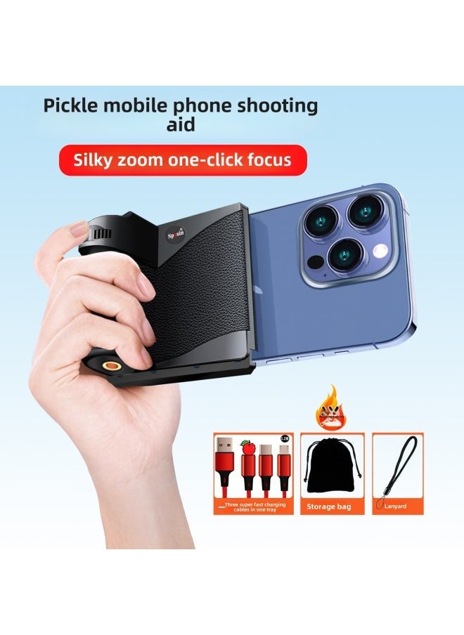 Mobile Phone Bluetooth Camera Remote Control Selfie Artifact Zoom Shooting Video Handle Travel Photography Camera Assistant Charging-Color:【stepless Zoom】 Cherry Blossom Powder (light Supplement Package Version) - Image 1