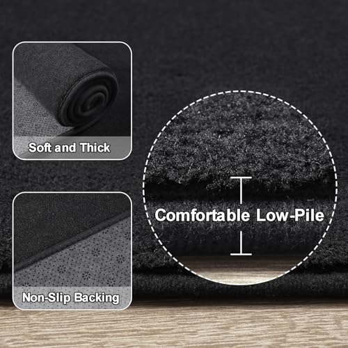 Amearea Modern Soft Hallway Runner Rug, 2x6 Feet Washable Runner Rugs for Hallway, Black Fluffy Rug Bedroom Bedside Rugs, Non Slip Memory Foam Rug Carpet for Entrance Kitchen Living Room Decor - Image 3