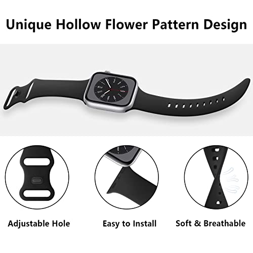 Mugust Sport Bands Compatible with Apple Watch Band 42mm 41mm 45mm 49mm 40mm 44mm 38mm 42mm 46mm, Silicone Waterproof Strap for iWatch Series 10 9 8 7 6 5 4 3 2 1 Ultra 2/Ultra SE/SE 2 Women Men (Black, 38mm/40mm/41mm) - Image 5