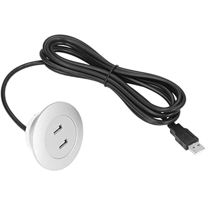 rayihni USB CHARGING SOCKET FLUSH MOUNT DUAL USB PORTS SMART CHARGING TECHNOLOGY INTEGRATED CIRCUIT PROTECTION FOR HOME SOFA BEDSIDE USE (SILVER) - Image 1