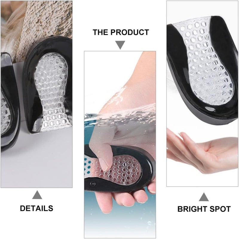 cheekyglo 4 Pairs Sole Design Men Pad Cushions Back for Inserts Shoe Anti-wear Pads Spur Insoles Honeycomb Abrasion Slip Heel Half Yard Anti- Care Black Women Bone Spurs Cushion Fasciitis - Image 2