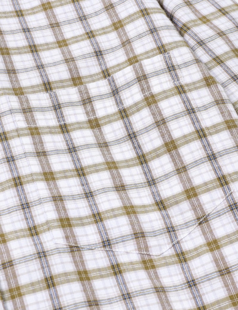 LucMatton Men's Lightweight Gingham Dress Shirt Casual Business Slim Fit Plaid Long-Sleeve Button Down Shirts Beige Large - Image 5