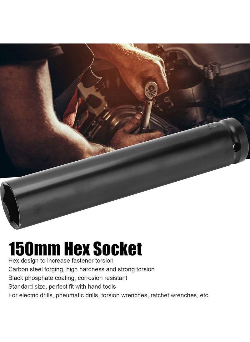 GGOOT Hand Drill Sockets Head, Hex Nut Adapter Socket High Hardness 21x150mm Carbon Steel Good Match for Ratchet Spanners for Pneumatic Drills  - Image 3