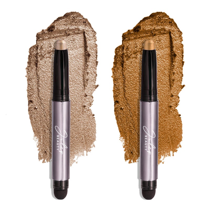 Julep Julep Eyeshadow 101 CrmetoPowder Waterproof Eyeshadow Stick Duo  LongLasting CreaseProof Easy Apply with Builtin Smudger  Silver Moonlight Shimmer  Honey Gold Shimmer