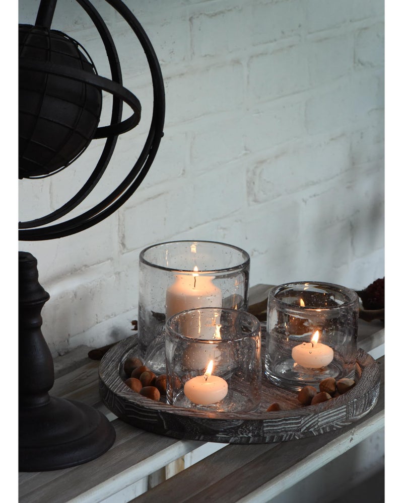 ARIAMOTION Glass Candle Holder Set 3 Clear Seeded Bubbles Modern Farmhouse Centerpieces Coffee Table Rustic Hurricane Cylinders Pillar Votive Tealight - Image 5