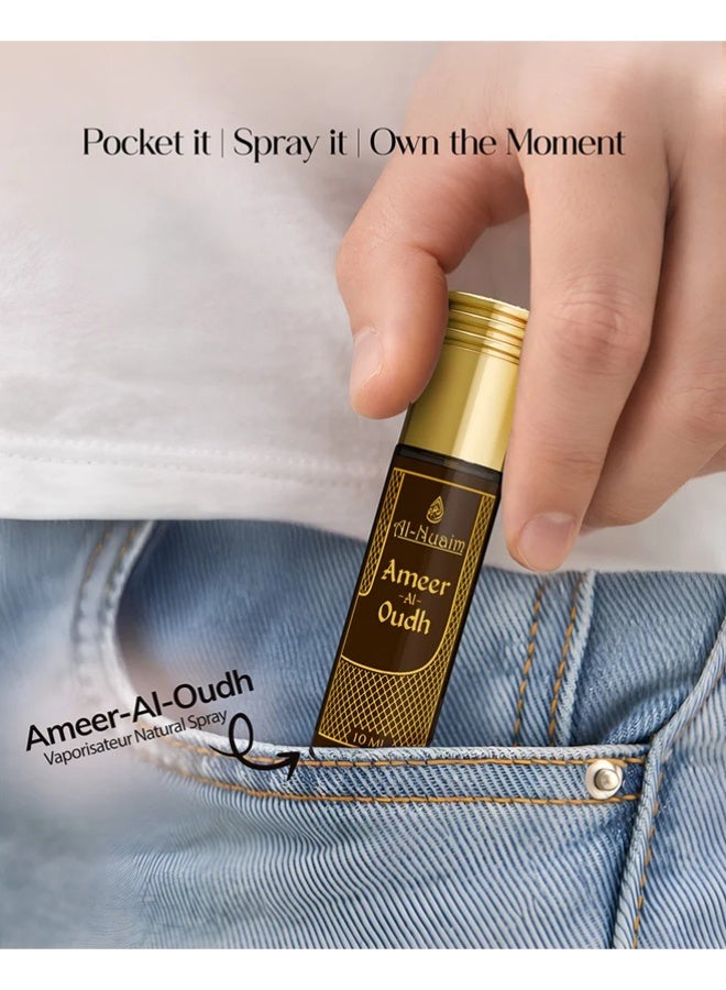Al Nuaim Ameer Al Oudh Eau de Parfum Spray Unisex 10ml | Long Lasting Premium Oud Woody Oriental Fragrance Mini Perfume | Rich Arabic Attar Style Scent for Men & Women | Travel Size Pocket Vaporisateur - Image 4