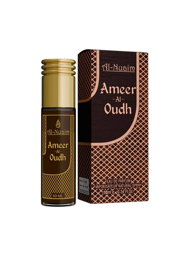 Al Nuaim Ameer Al Oudh Eau de Parfum Spray Unisex 10ml | Long Lasting Premium Oud Woody Oriental Fragrance Mini Perfume | Rich Arabic Attar Style Scent for Men & Women | Travel Size Pocket Vaporisateur - Image 1