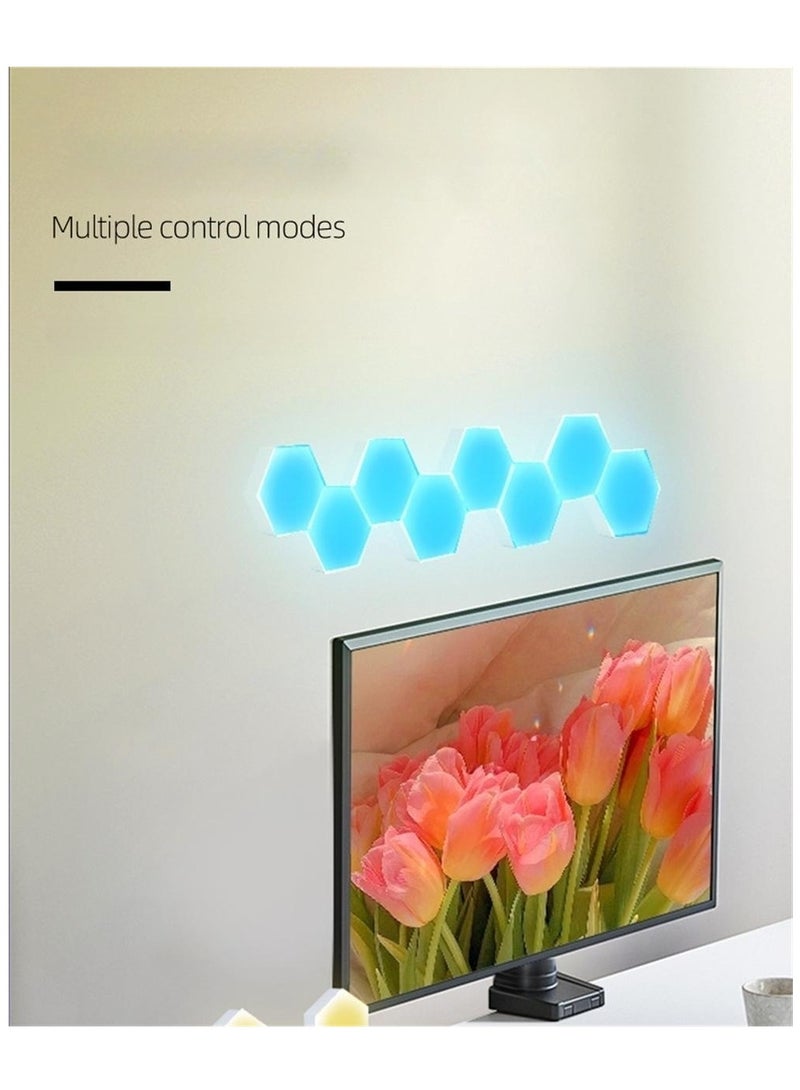 عبوة 8 لوحة إضاءة LED سداسية RGB مع تطبيق وجهاز تحكم عن بعد مثالية للألعاب وزينة المنزل، غرفة المعيشة، غرفة النوم، للأطفال والكبار. - Image 5