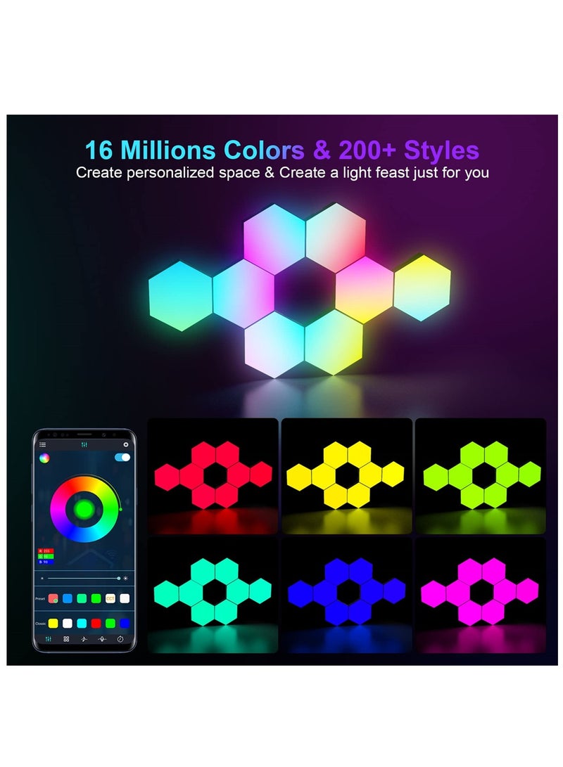 عبوة 8 لوحة إضاءة LED سداسية RGB مع تطبيق وجهاز تحكم عن بعد مثالية للألعاب وزينة المنزل، غرفة المعيشة، غرفة النوم، للأطفال والكبار. - Image 3
