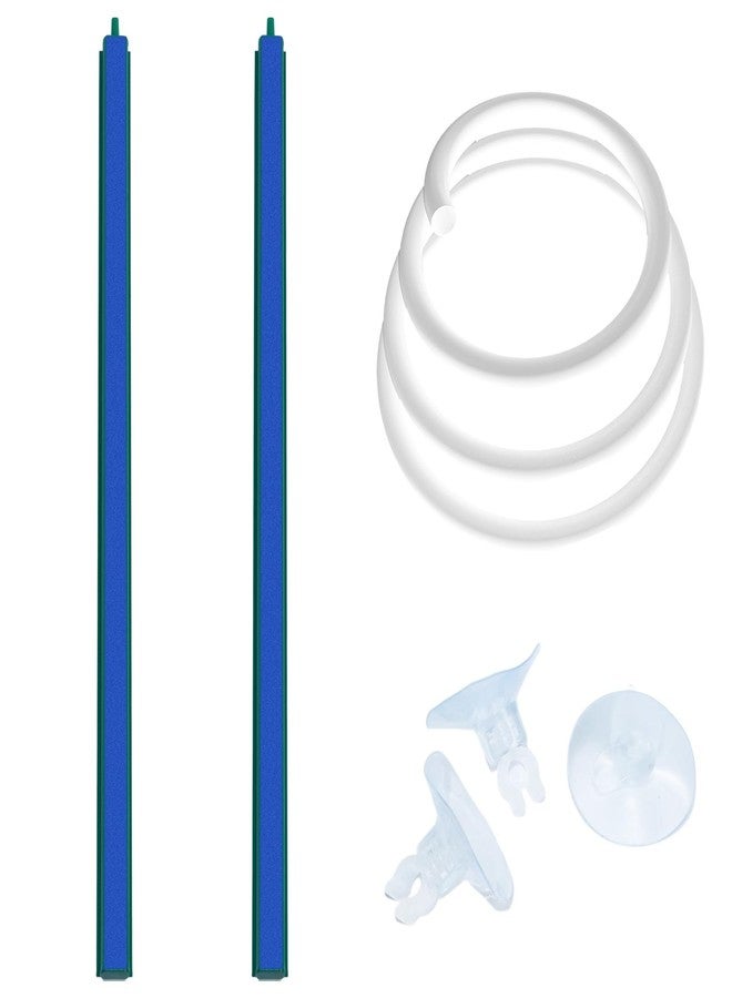 Saim Aquarium Air Stone Bar Bubbler 15.78 Inch, Bubbler Stone with Plastic Base, 9.8ft Airline Tubing with 3 Piece Suction Cup for Fish Tank, Air Stone Bar, 2 Pack - Image 1