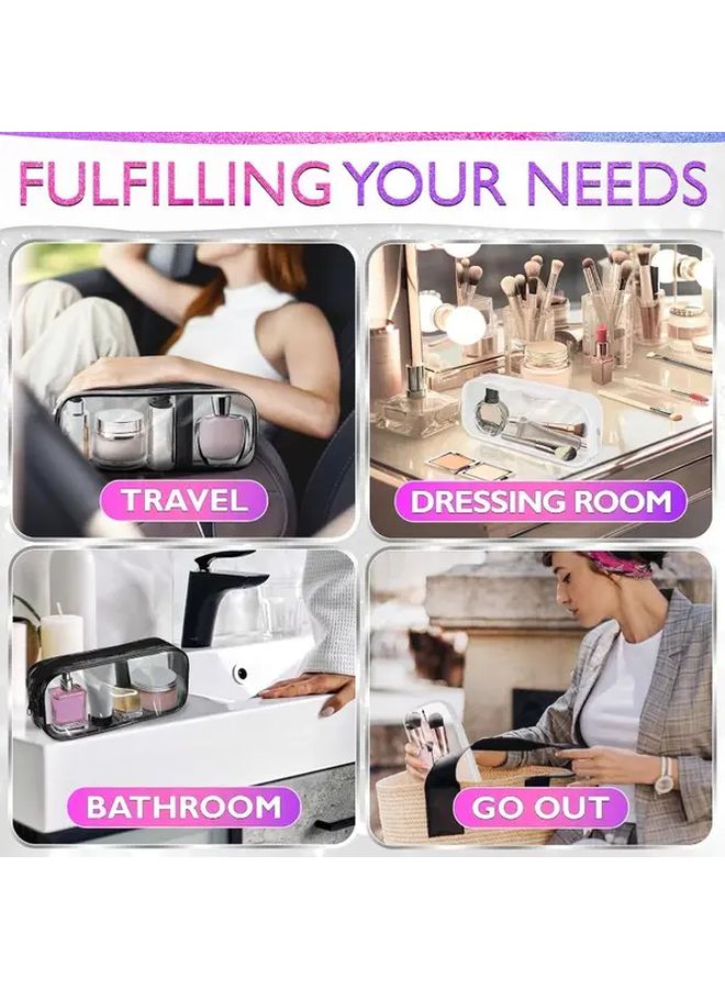 Mixed Color 2pcs Clear Zippered Cosmetic Bags Double Layer Travel Organizer Pouch - Image 5