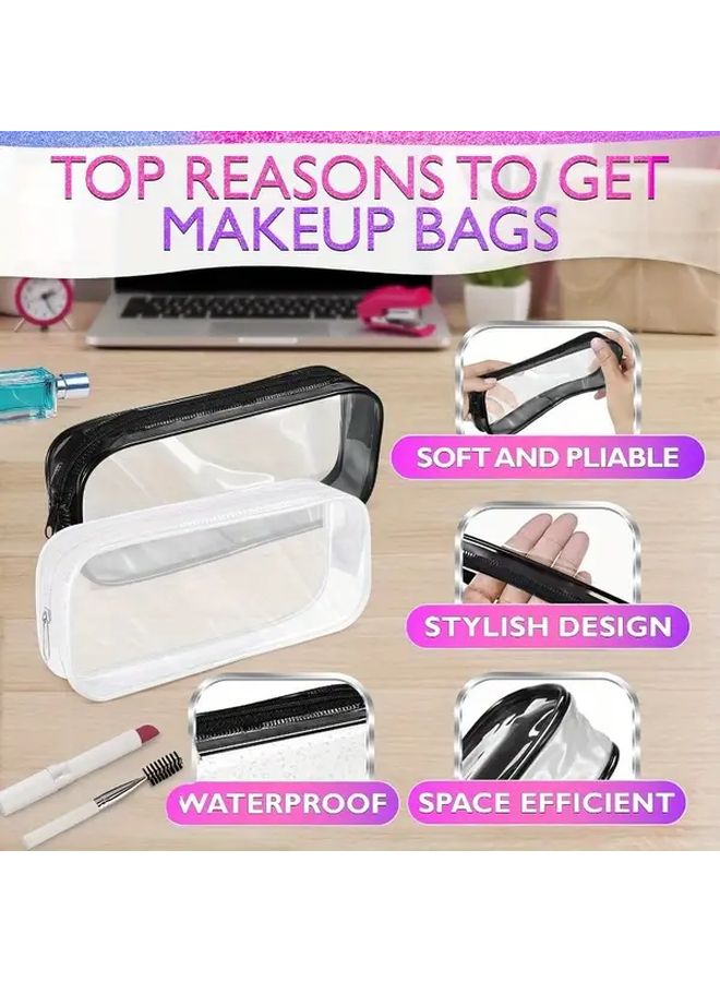 Mixed Color 2pcs Clear Zippered Cosmetic Bags Double Layer Travel Organizer Pouch - Image 4