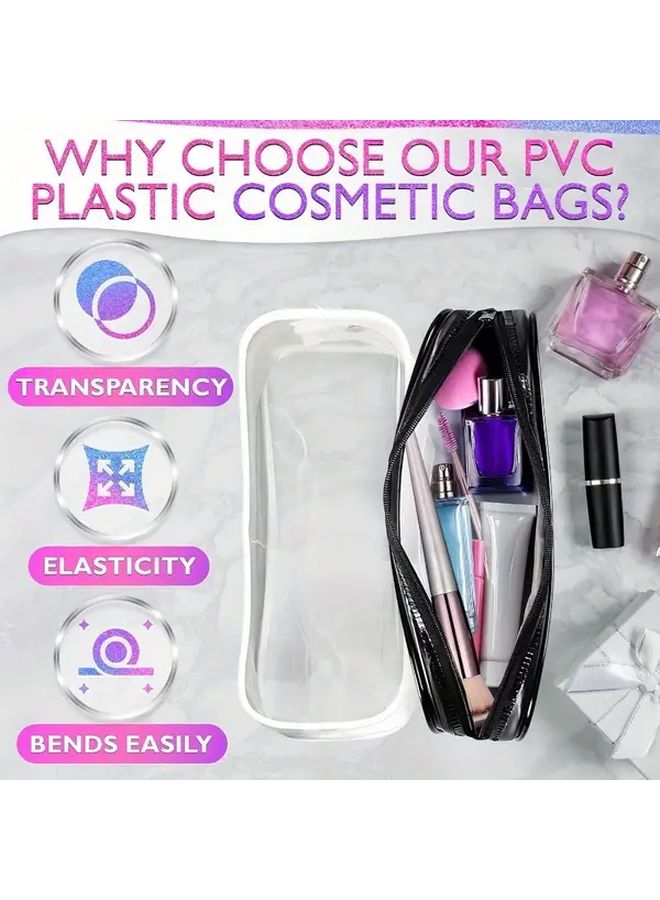 Mixed Color 2pcs Clear Zippered Cosmetic Bags Double Layer Travel Organizer Pouch - Image 3