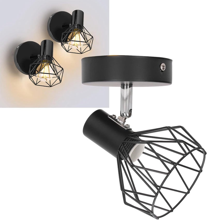 Zerodis Vintage Industrial Metal Wall Sconce Holder for Indoor Lighting with Adjustable Design and Material for Home Decoration, Kitchen, Office, Restaurant, E14, Matte Black - Image 3