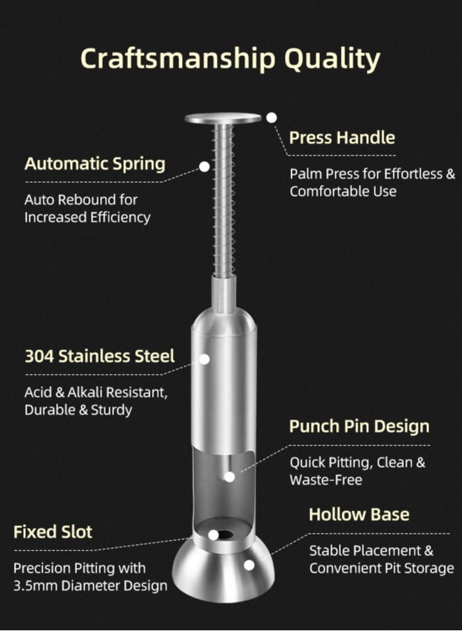 Date Seed Remover, Stainless Steel Stamped Date Pitter, Seed Remover Tool, Large-Sized Fruit and Olive Pitting Tool, Effortless Pitting, Keep Complete Gadget Accessories for Dates, Olives, Cherries, and Hawthorn. - Image 4