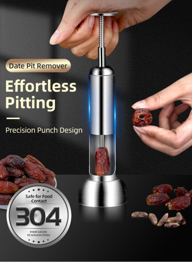 Date Seed Remover, Stainless Steel Stamped Date Pitter, Seed Remover Tool, Large-Sized Fruit and Olive Pitting Tool, Effortless Pitting, Keep Complete Gadget Accessories for Dates, Olives, Cherries, and Hawthorn. - Image 1
